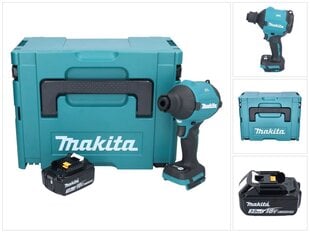 Аккумуляторный дуватель Makita DAS 180 T1J, 18 V, аккумулятор 5,0 Ah, без зарядного устройства цена и информация | Строительные фены | pigu.lt