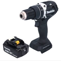 Аккумуляторная ударная дрель Makita DHP 484 F1B, 18 В, с аккумулятором и без блока для зарядки цена и информация | Шуруповерты, дрели | pigu.lt