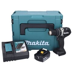 Аккумуляторная ударная дрель Makita DHP 484 RM1JB, 18 В, с аккумулятором и блоком для зарядки цена и информация | Шуруповерты, дрели | pigu.lt