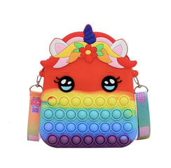 Силиконовая игрушка-сумочка Единорог Pop It, красная цена и информация | Игрушки для девочек | pigu.lt