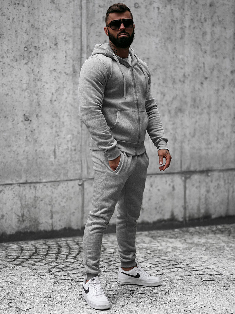 Sportinis kostiumas vyrams J.Style Fleece Grey 68C10386-2, pilkas kaina ir informacija | Džemperiai vyrams | pigu.lt