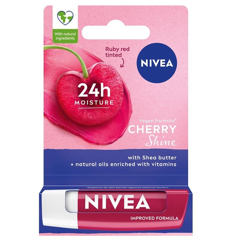 Lūpų balzamas Nivea 24H Mett-In Moisture Cherry Shine, 4,8 g цена и информация | Lūpų dažai, blizgiai, balzamai, vazelinai | pigu.lt