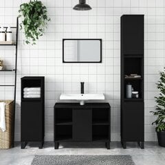 3-ių dalių vonios baldų komplektas vidaXL, juodas kaina ir informacija | Vonios komplektai | pigu.lt