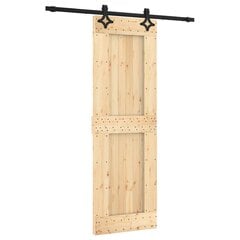 vidaXL Stumdomos durys su įrangos rinkiniu, 70x210cm, pušies masyvas цена и информация | Двери со стеклом LIRA, дуб сицилия, ЭКО шпон | pigu.lt