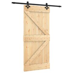 vidaXL Stumdomos durys su įrangos rinkiniu, 95x210cm, pušies masyvas цена и информация | Межкомнатные двери | pigu.lt