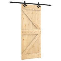 vidaXL Stumdomos durys su įrangos rinkiniu, 85x210cm, pušies masyvas цена и информация | Межкомнатные двери | pigu.lt