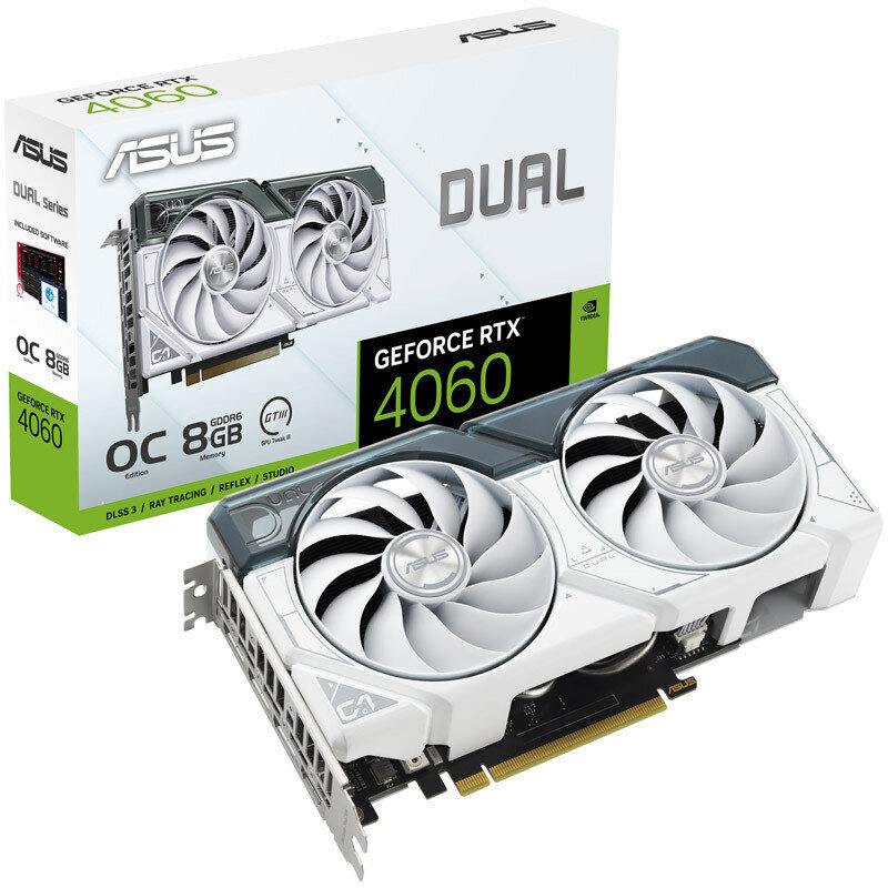Asus Dual GeForce RTX 4060 OC White Edition kaina ir informacija | Vaizdo plokštės (GPU) | pigu.lt