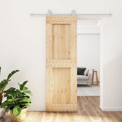 vidaXL Stumdomos durys su įrangos rinkiniu, 70x210cm, pušies masyvas цена и информация | Двери со стеклом LIRA, дуб сицилия, ЭКО шпон | pigu.lt