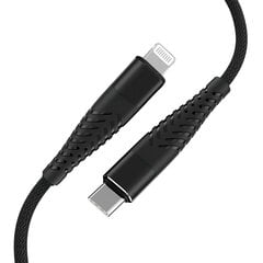 Кабель Fusion Fishbone USB-C to Lightning 30 Вт | 3 А | 1,5 м черный цена и информация | Кабели и провода | pigu.lt