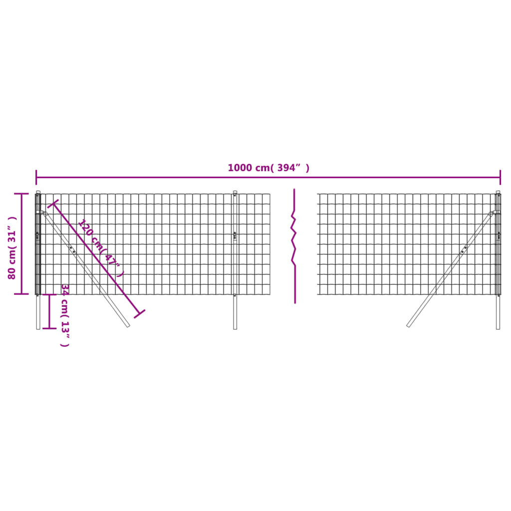 Vielinė tinklinė tvora vidaXL 0,8x10m kaina ir informacija | Tvoros ir jų priedai | pigu.lt