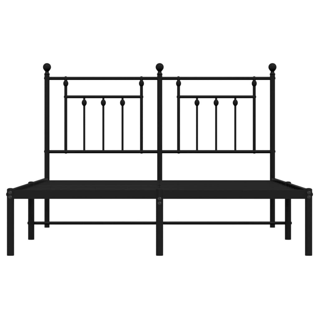 Metalinis lovos rėmas su galvūgaliu vidaXL, juodas цена и информация | Lovos | pigu.lt