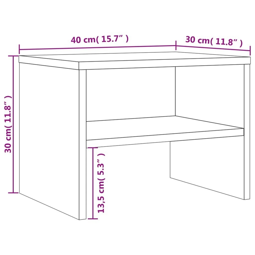 vidaXL Naktinė spintelė, 40x30x30cm, pilka kaina ir informacija | Spintelės prie lovos | pigu.lt