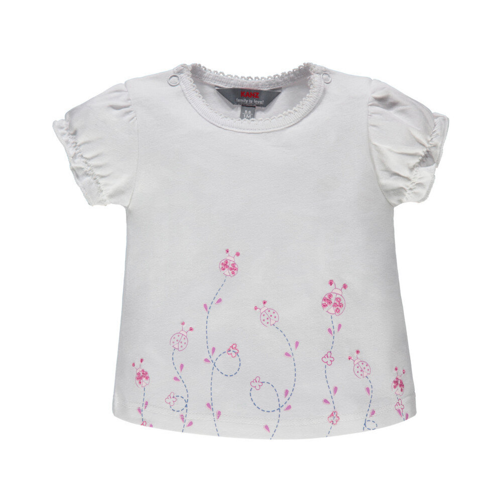 Marškinėliai mergaitėms Kanz, balti kaina ir informacija | Marškinėliai kūdikiams | pigu.lt