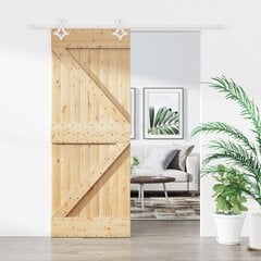 Stumdomos durys su įrangos rinkiniu vidaXL 80x210cm, pušies masyvas цена и информация | Двери со стеклом LIRA, дуб сицилия, ЭКО шпон | pigu.lt