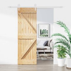 vidaXL Stumdomos durys su įrangos rinkiniu, 70x210cm, pušies masyvas цена и информация | Межкомнатные двери | pigu.lt