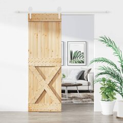 Stumdomos durys su įrangos rinkiniu vidaXL 80x210cm, pušies masyvas цена и информация | Двери со стеклом LIRA, дуб сицилия, ЭКО шпон | pigu.lt