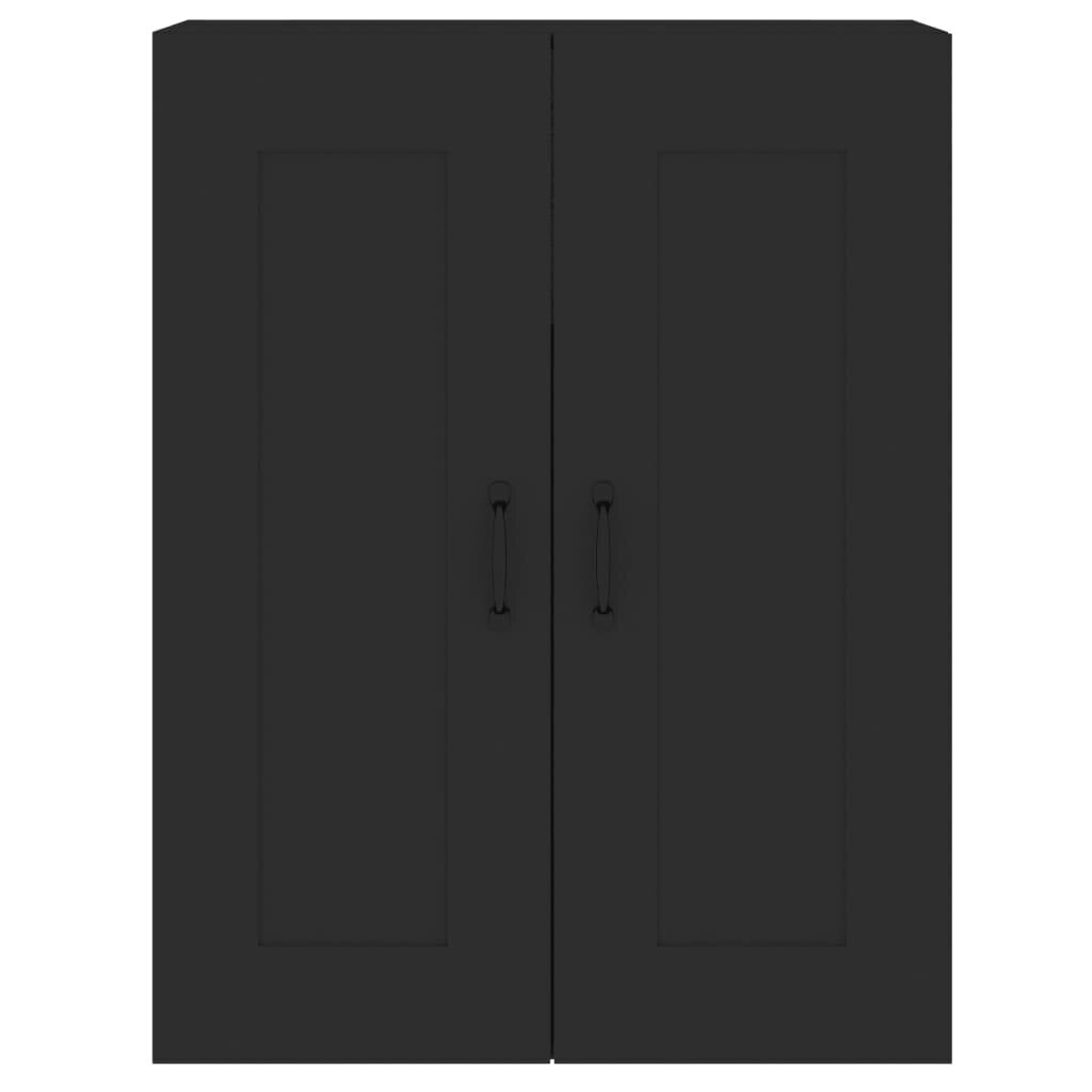 2-ių dalių prie sienos montuojamų spintelių komplektas vidaXL, juodas kaina ir informacija | Svetainės spintelės | pigu.lt