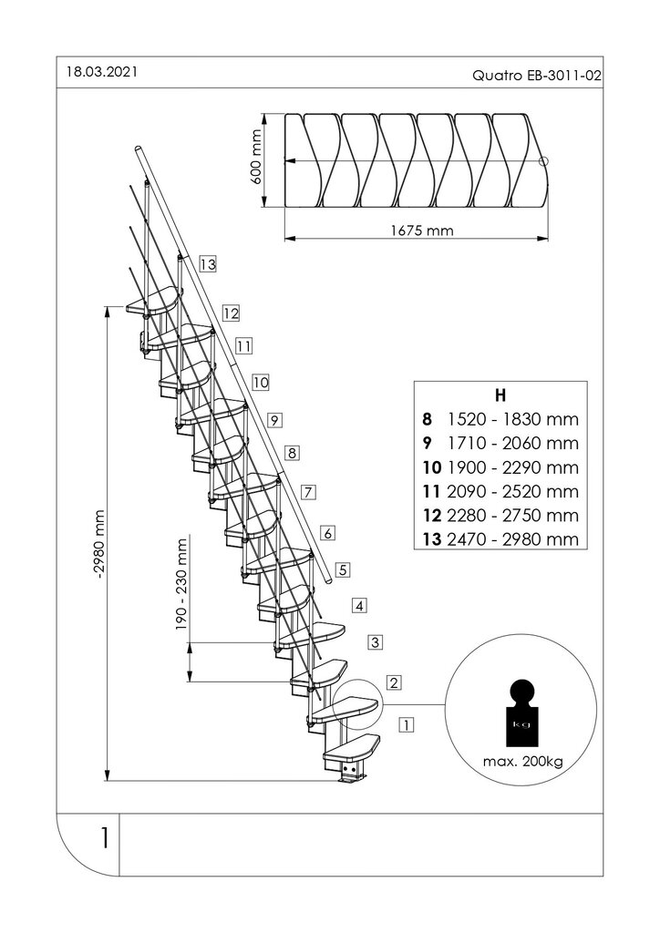 Moduliniai laiptai Quatro Minka, 298 cm kaina ir informacija | Laiptai | pigu.lt