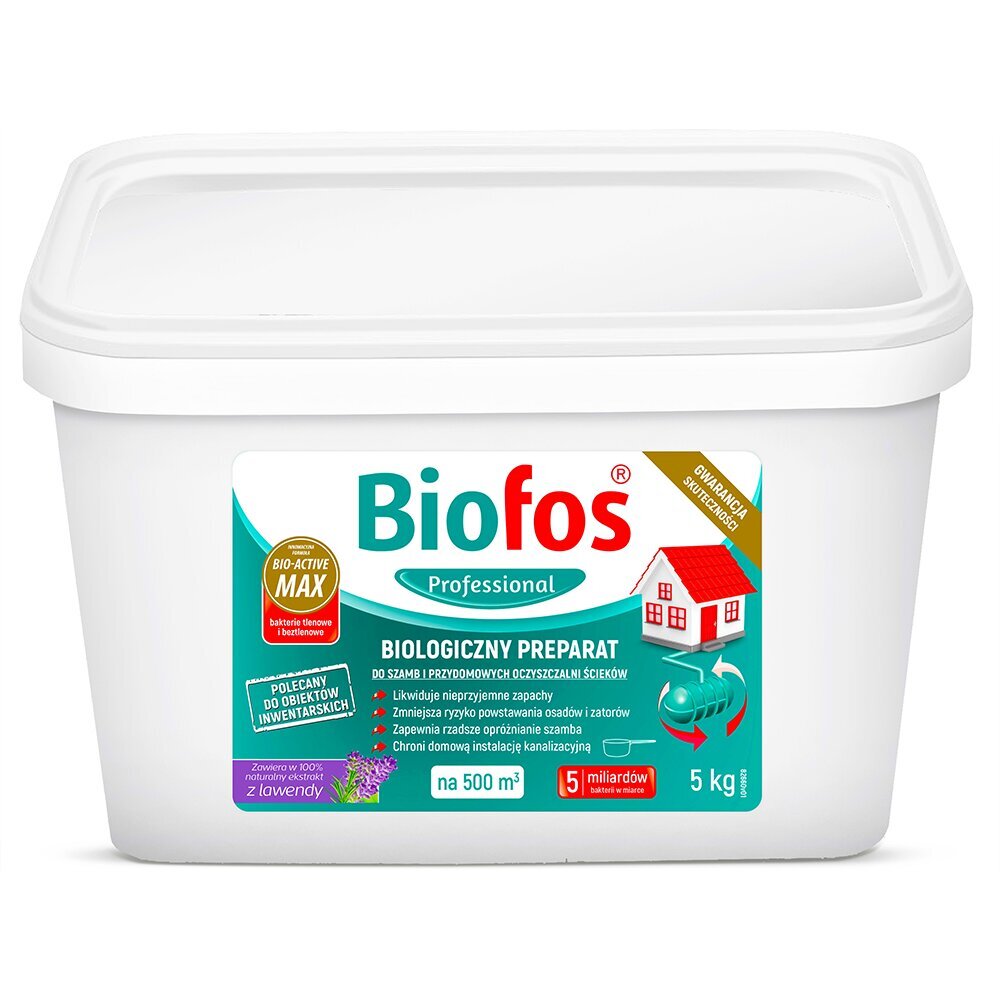 Preparatas valymo įrenginiams ir septikams Biofos, levandų kvapo, 5kg kaina ir informacija | Mikroorganizmai, bakterijos | pigu.lt