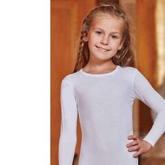 Marškinėliai ilgomis rankovėmis vaikams Dono 3250, balti цена и информация | Рубашки для девочек | pigu.lt