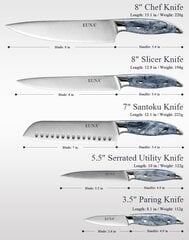 Набор кухонных ножей Euna, 5 шт. цена и информация | Ножи и аксессуары для них | pigu.lt