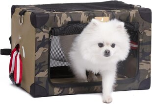 Складная переноска для маленьких/средних собак и кошек Ekiby, 50 x 33 x 33 см, комуфляж цена и информация | Переноски, сумки | pigu.lt