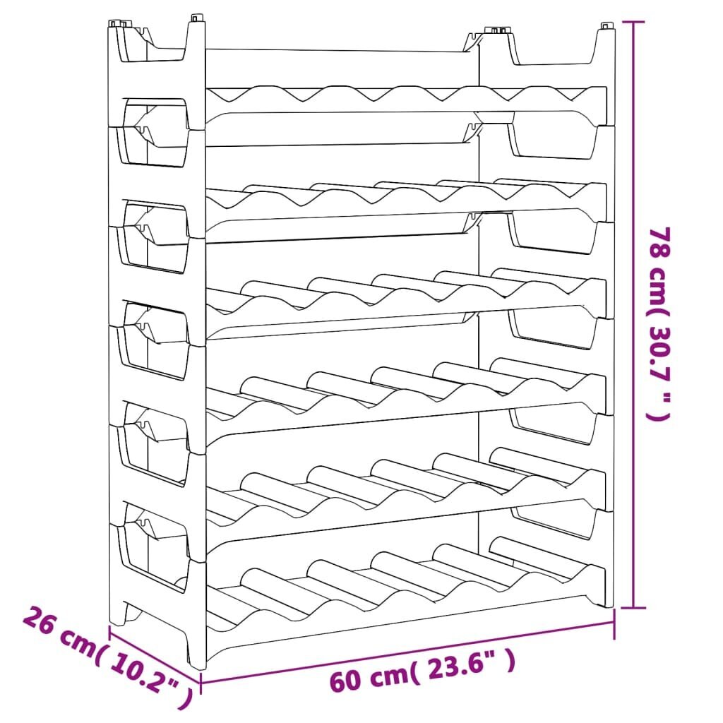 Vyno butelių lentyna vidaXL, 60 x 26 x 78 cm, pilka kaina ir informacija | Lentynos | pigu.lt