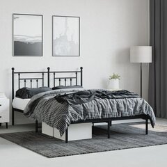 Metalinis lovos rėmas su galvūgaliu vidaXL, juodas kaina ir informacija | Lovos | pigu.lt