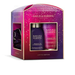 Набор подарков для женщин Baylis & Harding Midnight Fig & Pomegranate Luxury Essentials Treat Box: гель для душа 100 мл + лосьон для тела 50 мл + мочалка цена и информация | Масла, гели для душа | pigu.lt