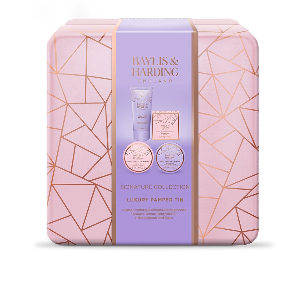 Dovanų rinkinys moterims Baylis & Harding Jojoba, Vanilla & Almond Oil Luxury Pamper Tin kaina ir informacija | Kūno kremai, losjonai | pigu.lt