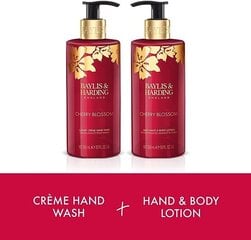 Dovanų rinkinys moterims Baylis & Harding Boudiore Cherry Blossom Luxury Hand Care: rankų ploviklis 300 ml + rankų ir kūno losjonas 300 ml kaina ir informacija | Kūno kremai, losjonai | pigu.lt