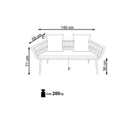 Prekė su pažeidimu. Lauko sofa Gardena 2S, šviesiai ruda kaina ir informacija | Prekės su pažeidimu | pigu.lt