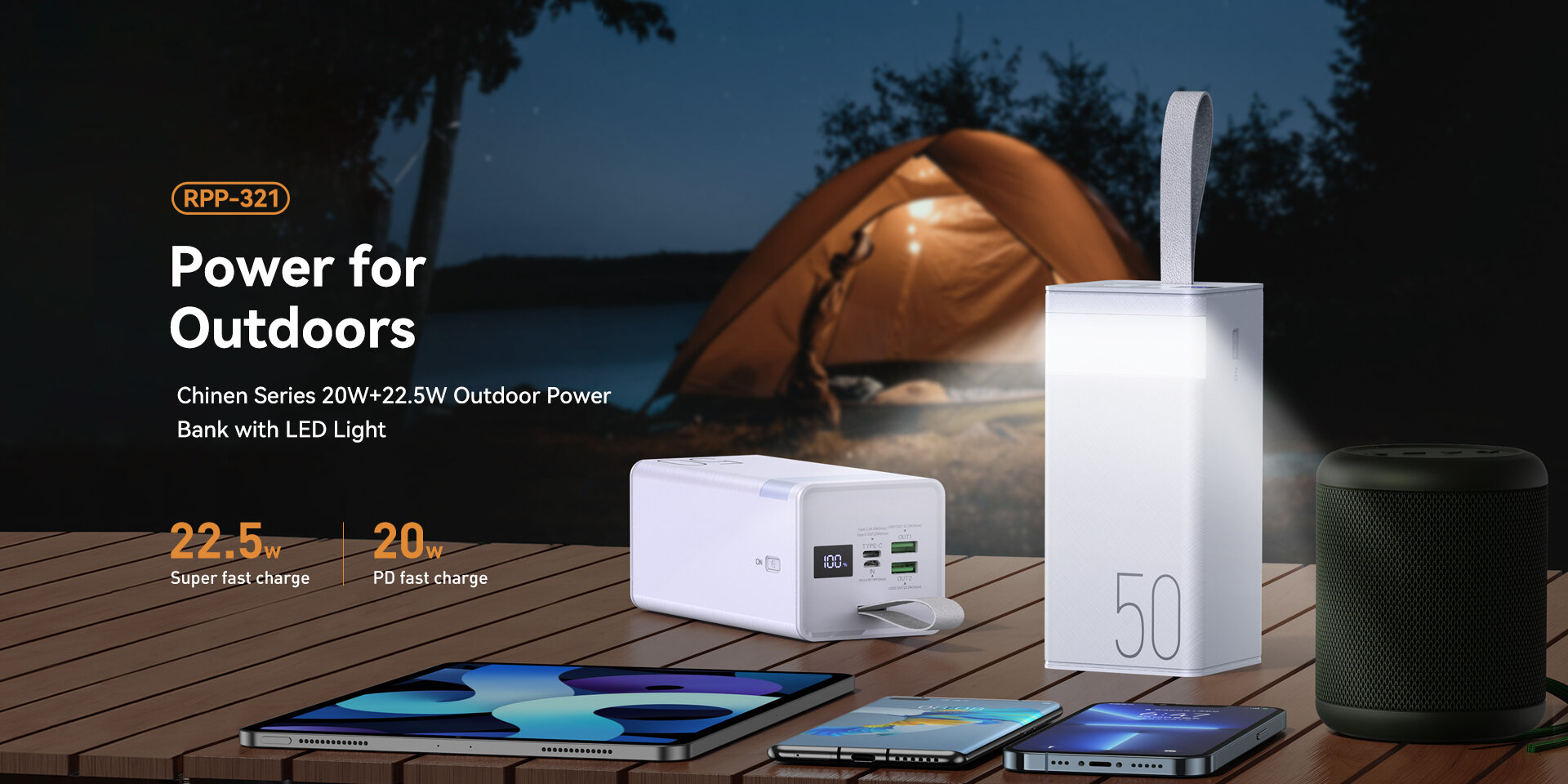 REMAX Chinen serijos PD20W+QC22.5W greito įkrovimo išorinė baterija (Powerbank) su LED apšvietimu 50000mAh RPP-321 juoda kaina ir informacija | Atsarginiai maitinimo šaltiniai (power bank) | pigu.lt