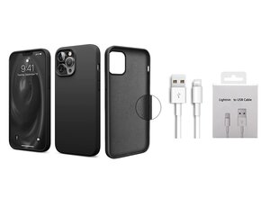 Jashinne Silicon case set 2in1 IP15: черный корпус  и USB-кабель Lightning. цена и информация | Чехлы для телефонов | pigu.lt