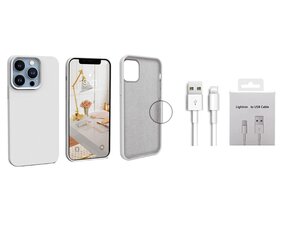 Jashinne Silicon case set 2in1: коричневый чехол IP15PM и USB-кабель Lightning. цена и информация | Чехлы для телефонов | pigu.lt