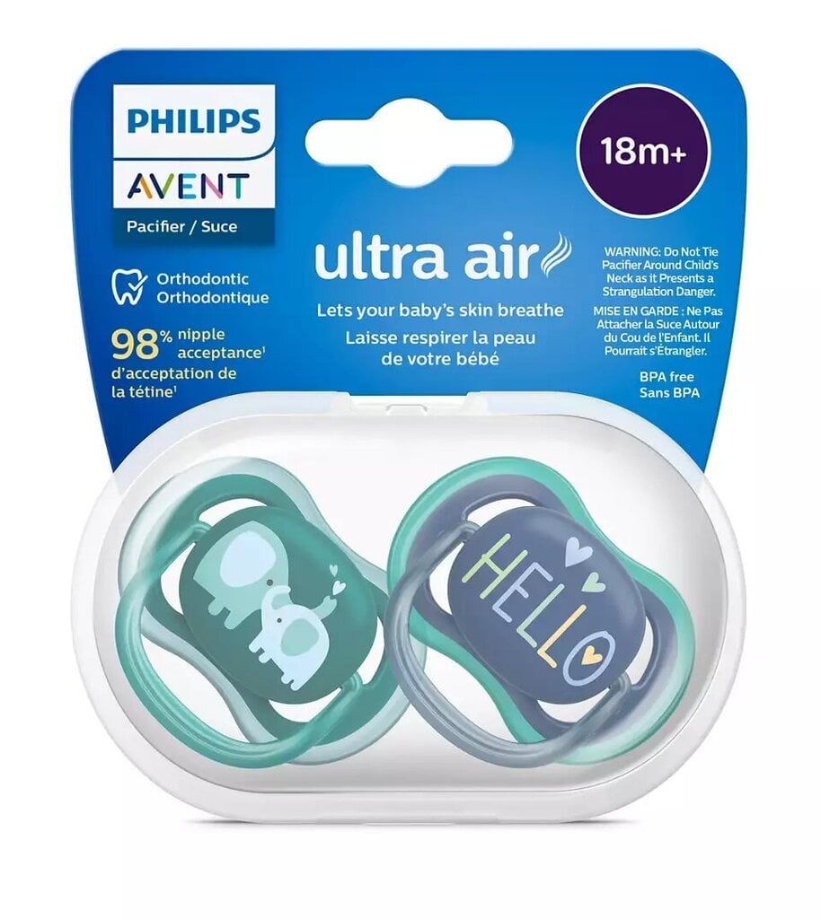 Čiulptukai Philips Avent Ultra Air Deco, 18 mėn+, 2 vnt. цена и информация | Čiulptukai | pigu.lt