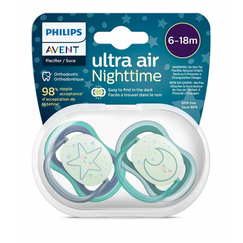 Čiulptukai Philips Avent Ultra Air Night, 6-18 mėn, 2 vnt. kaina ir informacija | Čiulptukai | pigu.lt