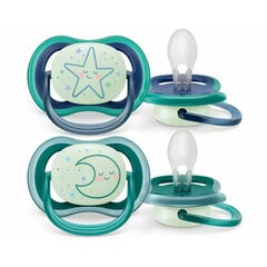 Пустышки Philips Avent Ultra Air Night, 6-18 месяцев, 2 штуки цена и информация | Пустышки | pigu.lt