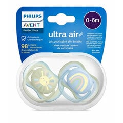 Пустышки Philips Avent Ultra Air, 0-6 месяцев, 2 шт. цена и информация | Пустышки | pigu.lt