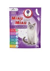 Silikagelio kačių kraikas su levandų kvapu Miau Miau, 5 L kaina ir informacija | Kraikas katėms | pigu.lt