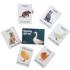 Lavinamųjų kortelių rinkinys Gyvūnų garsai kaina ir informacija | Lavinamieji žaislai | pigu.lt