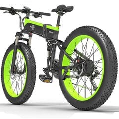 Elektrinis dviratis Bezior X1500, 26", juodas/žalias kaina ir informacija | Elektriniai dviračiai | pigu.lt