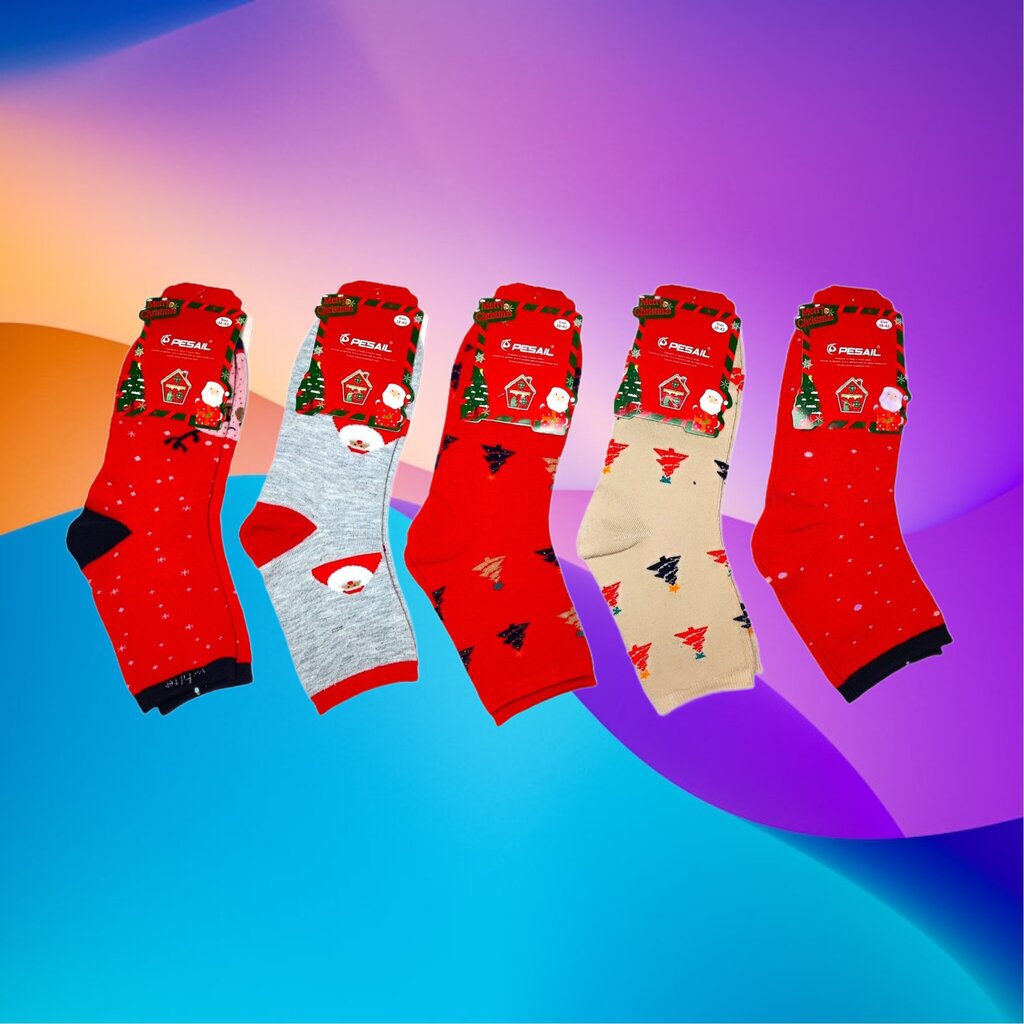 Kalėdinės moteriškos kojinės Pesail, įvairių spalvų, 5 poros цена и информация | Moteriškos kojinės | pigu.lt