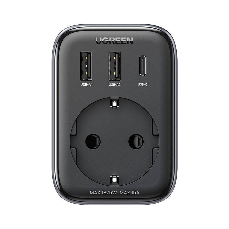 Kelioninis adapteris Ugreen CD314 EU to US 2xUSB-A/1xUSB-C kaina ir informacija | Elektros jungikliai, rozetės | pigu.lt