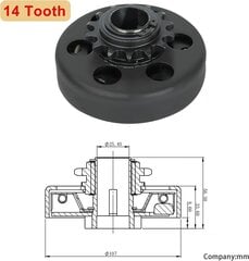 Išcentrinė automatinė sankaba kartingui 14 T 420, 25.4 mm kaina ir informacija | Moto reikmenys | pigu.lt