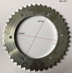 Задняя мотоциклетная звездочка 44 Т 428 цена и информация | Принадлежности для мотоциклов | pigu.lt
