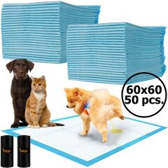 Vienkartinės šunų palutės 50 vnt. 60x60 cm + maišeliai 30 vnt. цена и информация | Средства по уходу за животными | pigu.lt