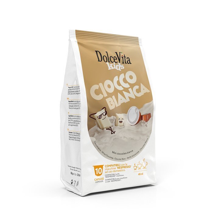 Dolce Vita šokolado gėrimo kapsulės Cioccobianca, 10 vnt. kaina ir informacija | Kava, kakava | pigu.lt