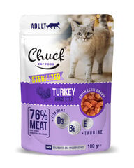Консервы для стерилизованных кошек с индейкой Chuck Pouch Adult Sterelised with Turkey, 100 г x 24 шт цена и информация | Консервы для кошек | pigu.lt