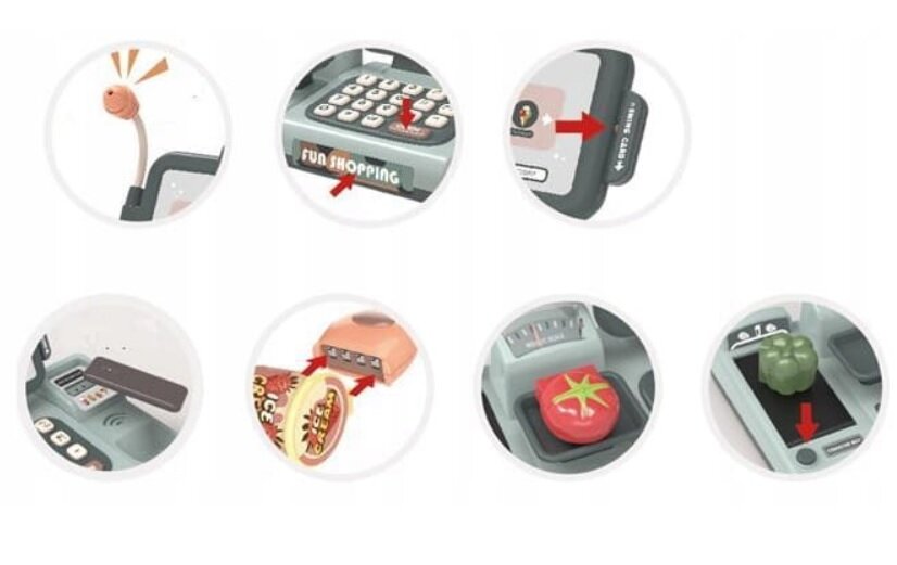 Žaislinis kasos aparatas su skaičiuotuvu, svarstyklėmis, priedais kaina ir informacija | Lavinamieji žaislai | pigu.lt